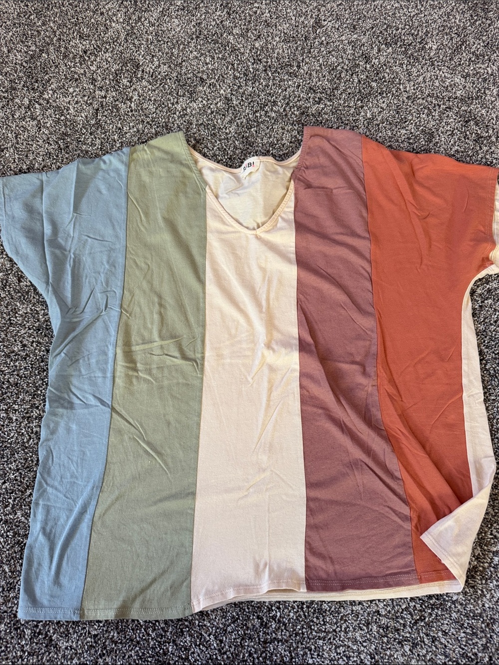 BiBi Striped Tee in Blue, Green, Cream, Purple & Rust
